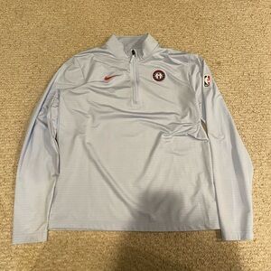 Nike light blue Quarter-Zip Pullover with Red Logo. Waffle fabric.